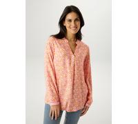 Schlupfbluse ANISTON SELECTED, Damen, Gr. 36, hellrosa, orange, pink, Web, Obermaterial: 100% Viskose, bedruckt, gemustert, lässig geschnitten hüftbedeckend, V-Ausschnitt, mit Knopf Bündchen, Blusen S