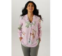 Schlupfbluse ANISTON SELECTED, Damen, Gr. 44, lila (altrosa, khaki, terra, silbergrau, flieder, anthra, weiß, hellgrün, taupe, beige), Web, Obermaterial: 100% Viskose, bedruckt, geblümt, lässig geschn