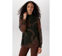 Schlupfbluse ANISTON SELECTED, Damen, Gr. 44, schwarz, kupfer, braun, oliv, Netz;Jersey;Single Jersey, Obermaterial: 95% Polyester, 5% Elasthan. Futter: 95% Viskose, 5% Elasthan, bedruckt, geblümt, ge