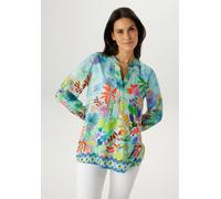 Schlupfbluse ANISTON SELECTED, Damen, Gr. 46, hellblau, türkis, gelb, grün, koralle, bunt, Web, Obermaterial: 100% Viskose, bedruckt, gemustert, mehrfarbig, lässig geschnitten Po-bedeckend, V-Ausschni