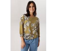 Schlupfbluse ANISTON SELECTED, Damen, Gr. 46, oliv, beige, schwarz, Web, Obermaterial: 95% Polyester, 5% Elasthan, bedruckt, geblümt, gemustert, figurumspielend hüftbedeckend, Rundhals, Smokbündchen, 