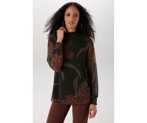 Schlupfbluse ANISTON SELECTED, Damen, Gr. 48, schwarz (schwarz, kupfer, braun, oliv), Netz;Jersey;Single Jersey, Obermaterial: 95% Polyester, 5% Elasthan. Futter: 95% Viskose, 5% Elasthan, bedruckt, g