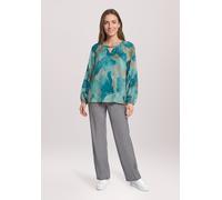 Schlupfbluse BETTY BARCLAY "Damen langarm", Damen, Gr. 40, blau (petrol, grau), Obermaterial: 100% Viskose, loose fit normal, tiefer Rundhals, Blusen Schlupfbluse (19521245-40) petrol, grau
