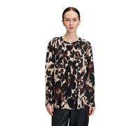 Schlupfbluse BETTY BARCLAY "Damen mit Plissee", Damen, Gr. 42, braun (beige, braun), Obermaterial: 100% Polyester, figurumspielend normal, Rundhals, Blusen Schlupfbluse (69003365-42) beige, braun