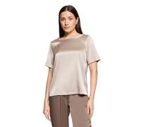 Schlupfbluse BETTY BARCLAY "Damen mit Rundhalsausschnitt", Damen, Gr. 48, beige (taupe), Satin, Obermaterial: 97% Polyester, 03% Elasthan, figurumspielend normal, Rundhals, Blusen Schlupfbluse (151078