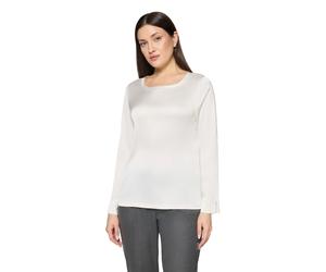Schlupfbluse BETTY BARCLAY "Damen mit U-Boot-Ausschnitt", Damen, Gr. 42, rohweiß, Satin, Obermaterial: 97% Polyester, 3% Elasthan, figurumspielend normal, Rundhals, Blusen Schlupfbluse (10320706-42) r