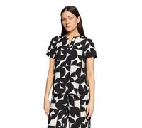 Schlupfbluse BETTY & CO "Damen kurzarm", Damen, Gr. 46, schwarz, weiß, Obermaterial: 85% Viskose, 15% Polyamid, figurumspielend normal, Rundhals, Blusen Schlupfbluse (70363110-46) schwarz, weiß