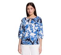 Schlupfbluse BETTY & CO "Damen mit Print", Damen, Gr. 38, weiß, dunkelblau, Obermaterial: 50% Baumwolle, 50% Viskose, figurumspielend normal, Rundhals, Blusen Schlupfbluse (44300569-38) weiß, dunkelbl