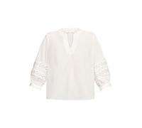 Schlupfbluse BETTY & CO "Damen mit Spitzeneinsatz", Damen, Gr. 42, weiß, Obermaterial: 68% Baumwolle, 28% Polyamid, 4% Elasthan, figurumspielend normal, Rundhals, Blusen Schlupfbluse (98758053-42) wei