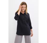 Schlupfbluse BONPRIX, Damen, Gr. 48, schwarz, Web, Obermaterial: 100% Baumwolle, loose fit, Blusen Schlupfbluse, Loose fit, für Frühling und Sommer, aus Baumwolle, Musselin-Tunika (36004166-48)