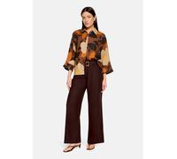 Schlupfbluse CARTOON "Damen mit Muster", Damen, Gr. 38, braun (camel, braun), Obermaterial: 55% Leinen, 45% Viskose, oversize normal, Blusen Schlupfbluse (31547914-38) camel, braun