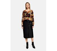 Schlupfbluse CARTOON "Damen mit Rippbündchen", Damen, Gr. 40, bunt (braun, grün), Obermaterial: 100% Viskose, oversize normal, V-Ausschnitt, Blusen Schlupfbluse (44540245-40) braun, grün