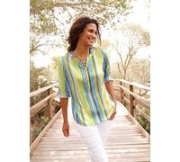 Schlupfbluse CASUAL LOOKS, Damen, Gr. 40, bunt (pistazie, eisblau, gestreift), 100% Viskose, gemustert, gestreift, mehrfarbig, Rundhals, Blusen Schlupfbluse (28785765-40) pistazie, eisblau, gestreift