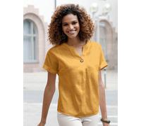 Schlupfbluse CASUAL LOOKS, Damen, Gr. 40, gelb (ocker), 55% Baumwolle, 45% Viskose, unifarben, Rundhals, Blusen Schlupfbluse (11858118-40) ocker