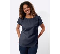 Schlupfbluse CASUAL LOOKS, Damen, Gr. 42, blau (marine), 50% Baumwolle, 50% Polyester, unifarben, Rundhals, Blusen Schlupfbluse (20120769-42) marine