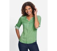 Schlupfbluse CASUAL LOOKS, Damen, Gr. 42, grün (apfel, weiß, bedruckt), 100% Viskose, gemustert, mehrfarbig, V-Ausschnitt, Blusen Schlupfbluse (88364536-42) apfel, weiß, bedruckt
