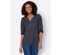Schlupfbluse CASUAL LOOKS, Damen, Gr. 44, blau (marine, weiß, bedruckt), 100% Viskose, gemustert, mehrfarbig, V-Ausschnitt, Blusen Schlupfbluse (79603950-44) marine, weiß, bedruckt