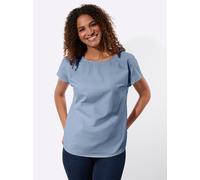 Schlupfbluse CASUAL LOOKS, Damen, Gr. 50, blau (bleu), 50% Baumwolle, 50% Polyester, unifarben, Rundhals, Blusen Schlupfbluse (19038629-50) bleu