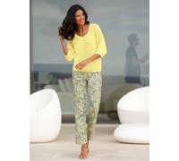 Schlupfbluse CLASSIC BASICS, Damen, Gr. 42, gelb (zitrone), 100% Polyester, unifarben, V-Ausschnitt, 3/4-Ärmel, Blusen Schlupfbluse (45470838-42) zitrone