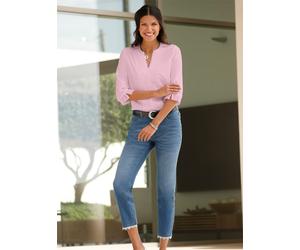 Schlupfbluse CLASSIC BASICS, Damen, Gr. 42, rosa (rosé), 100% Polyester, unifarben, Rundhals, Blusen Schlupfbluse (72947129-42) rosé