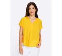 Schlupfbluse CLASSIC BASICS, Damen, Gr. 42, sonnengelb, 100% Polyester, unifarben, V-Ausschnitt, Blusen Schlupfbluse (67352433-42) sonnengelb