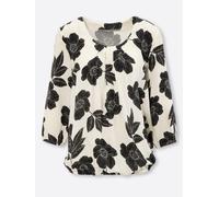 Schlupfbluse CLASSIC BASICS, Damen, Gr. 44, beige (champagner, schwarz, bedruckt), 100% Viskose, geblümt, gemustert, mehrfarbig, Rundhals, Blusen Schlupfbluse (51695150-44) champagner, schwarz, bedruc