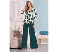 Schlupfbluse CLASSIC BASICS, Damen, Gr. 44, bunt (champagner, petrol, bedruckt), 100% Viskose, geblümt, gemustert, mehrfarbig, Rundhals, Blusen Schlupfbluse (95203926-44) champagner, petrol, bedruckt