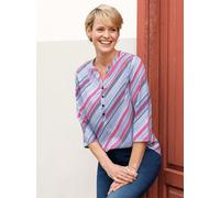 Schlupfbluse CLASSIC BASICS, Damen, Gr. 44, bunt (ecru, marine, bedruckt), 100% Polyester, unifarben, V-Ausschnitt, Blusen Schlupfbluse (75982445-44) ecru, marine, bedruckt