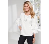 Schlupfbluse CLASSIC BASICS, Damen, Gr. 44, weiß (ecru), 100% Polyester, unifarben, Rundhals, Blusen Schlupfbluse (16921512-44) ecru