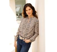 Schlupfbluse CLASSIC BASICS, Damen, Gr. 46, beige (beige, schwarz, bedruckt), 100% Viskose, bedruckt, gemustert, mehrfarbig, V-Ausschnitt, Blusen Schlupfbluse (73153827-46) beige, schwarz, bedruckt