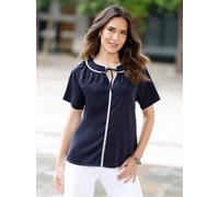 Schlupfbluse CLASSIC BASICS, Damen, Gr. 46, marine, 100% Polyester, gemustert, mehrfarbig, Rundhals, Blusen Schlupfbluse (76869614-46) marine