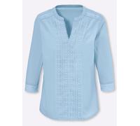 Schlupfbluse CLASSIC BASICS, Damen, Gr. 50, blau (eisblau), 100% Polyester, unifarben, Rundhals, Blusen Schlupfbluse (68754805-50) eisblau