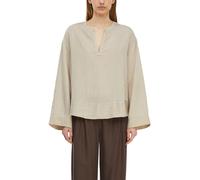 Schlupfbluse COMMA, Damen, Gr. 46, bone beige, Web, Obermaterial: 65% Viskose, 35% Polyester, gestreift, weit hüftbedeckend, V-Ausschnitt, weit, Blusen Schlupfbluse, Weite Passform (12668026-46) bone