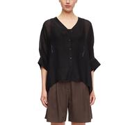 Schlupfbluse COMMA, Damen, Gr. M, schwarz (grau, schwarz), Web, Obermaterial: 85% Viskose, 15% Polyester, unifarben, lässig geschnitten hüftbedeckend, V-Ausschnitt, abgerundeter Saum, Blusen Schlupfbl