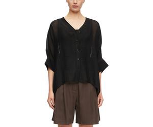 Schlupfbluse COMMA, Damen, Gr. XL, grau, schwarz, Web, Obermaterial: 85% Viskose, 15% Polyester, unifarben, lässig geschnitten hüftbedeckend, V-Ausschnitt, abgerundeter Saum, Blusen Schlupfbluse, Tran