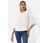 Schlupfbluse CREATION L, Damen, Gr. 38, ecru, 97% Baumwolle, 3% Elasthan, unifarben, Rundhals, Blusen Schlupfbluse (36009641-38) ecru