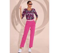 Schlupfbluse CREATION L, Damen, Gr. 38, pink (fuchsia, schwarz, bedruckt), 100% Viskose, gemustert, Rundhals, Blusen Schlupfbluse (19715930-38) fuchsia, schwarz, bedruckt