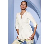Schlupfbluse CREATION L, Damen, Gr. 40, beige (ecru), 70% Modal, 30% Polyester, unifarben, V-Ausschnitt, Blusen Schlupfbluse (56934660-40) ecru
