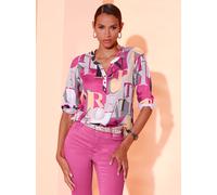 Schlupfbluse CREATION L, Damen, Gr. 42, pink (fuchsia, hellgrau, bedruckt), 100% Modal, gemustert, V-Ausschnitt, Blusen Schlupfbluse (93718252-42) fuchsia, hellgrau, bedruckt