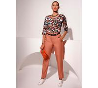 Schlupfbluse CREATION L, Damen, Gr. 44, orange (papaya, schwarz, bedruckt), 100% Viskose, gemustert, Rundhals, Blusen Schlupfbluse (49191440-44) papaya, schwarz, bedruckt