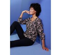 Schlupfbluse CREATION L PREMIUM, Damen, Gr. 44, rosa (schwarz, rosé, gemustert), 58% Cupro, 42% Viskose, bedruckt, geblümt, gemustert, mehrfarbig, Rundhals, Blusen Schlupfbluse (21376710-44) schwarz, 