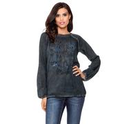 Schlupfbluse, Damen, Gr. 42, grau (anthrazit), 100% Viskose, LINEA TESINI BY HEINE, bedruckt, gemustert, Rundhals, Blusen Schlupfbluse (40245448-42) anthrazit