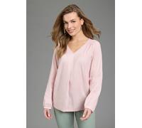 Schlupfbluse DELMAO, Damen, Gr. 34, rosa, Web, Obermaterial: 100% Viskose, figurumspielend, V-Ausschnitt, eingesetzt elastischer Bund mit Gummizug, Blusen Schlupfbluse, femininer Stil, Langarm, aus Vi