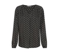 Schlupfbluse DELMAO, Damen, Gr. 42, schwarz-weiß (schwarz, weiß), Web, Obermaterial: 100% Viskose, gemustert, figurumspielend, V-Ausschnitt, eingesetzt elastischer Bund mit Gummizug, Blusen Schlupfblu