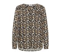 Schlupfbluse DELMAO, Damen, Gr. 44, bunt (leo aop schwarz), Web, Obermaterial: 100% Viskose, figurumspielend, V-Ausschnitt, eingesetzt elastischer Bund mit Gummizug, Blusen Schlupfbluse, femininer Sti