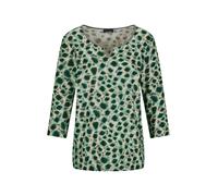 Schlupfbluse GOLDNER "Elegante Viskosebluse mit Leo-Muster", Damen, Gr. 46, grün (graugrün, gemustert), Obermaterial: 100% Viskose CV., Modisch, Blusen Schlupfbluse, Rundhalsausschnitt (99324222-46) g