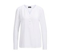 Schlupfbluse GOLDNER "Elegante Viskosebluse mit V-Ausschnitt", Damen, Gr. 40, weiß, Obermaterial: 100% Viskose CV., gerade, V-Ausschnitt, Tubular, Blusen Schlupfbluse, Knopfleiste (33993012-40) weiß