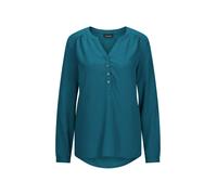 Schlupfbluse GOLDNER "Elegante Viskosebluse mit V-Ausschnitt", Damen, Gr. 46, blau (petrol), Obermaterial: 100% Viskose CV., gerade, Tubular, Blusen Schlupfbluse, Knopfleiste (79236016-46) petrol