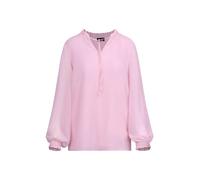 Schlupfbluse GOLDNER "Feminine Bluse mit Rüschen", Damen, Gr. 44, rosa (rosé), Obermaterial: 100% Polyester PES., figurumspielend, V-Ausschnitt, Manschette, Blusen Schlupfbluse, Stoffbändchen am Aussc
