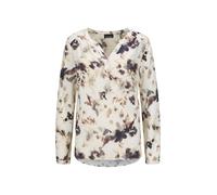 Schlupfbluse GOLDNER "Florale Druckbluse mit V-Ausschnitt", Damen, Gr. 40, beige (beige, gemustert), Obermaterial: 100% Viskose CV., Basic, V-Ausschnitt, weit normales Bündchen, Blusen Schlupfbluse, U